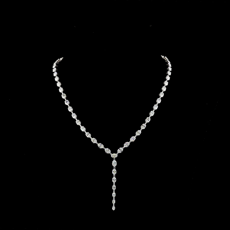19ctw Prong East West Oval Lariat Necklace