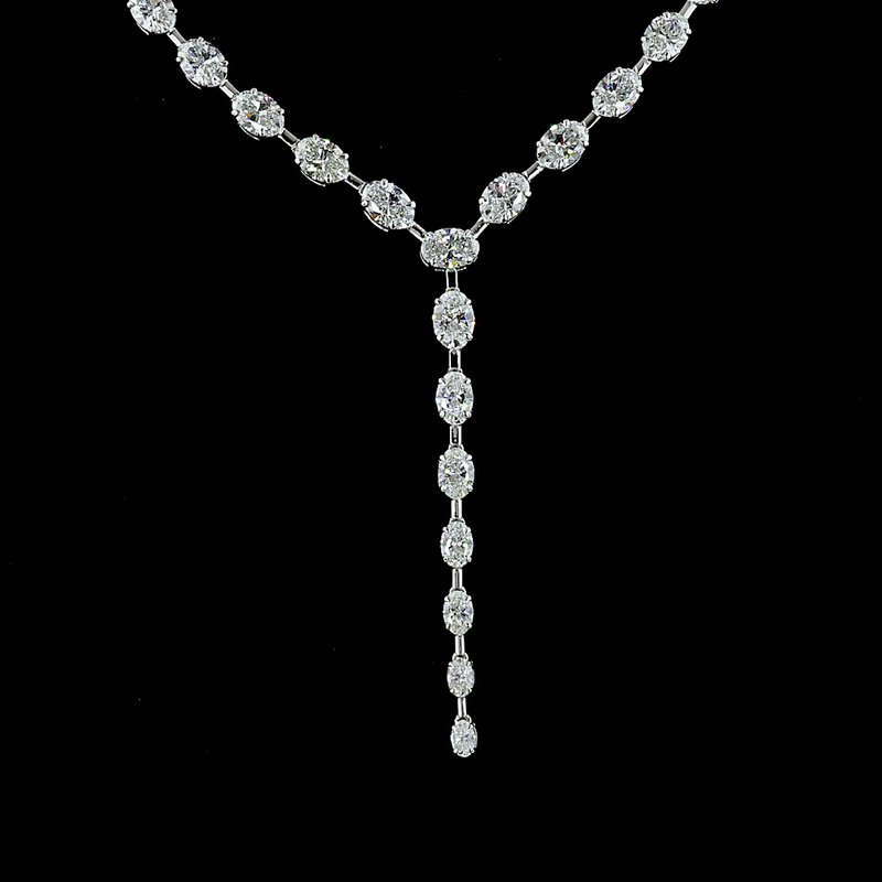 19ctw Prong East West Oval Lariat Necklace
