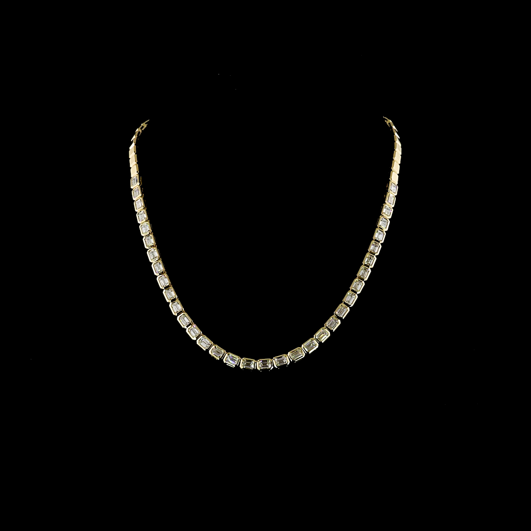 9ctw Bezel East West Emerald Tennis Necklace