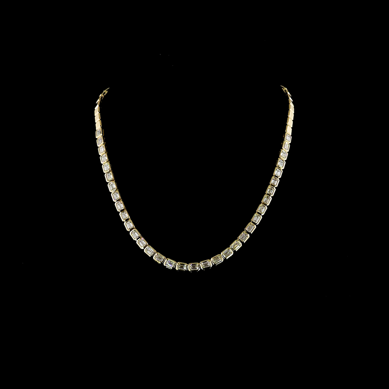 9ctw Bezel East West Emerald Tennis Necklace