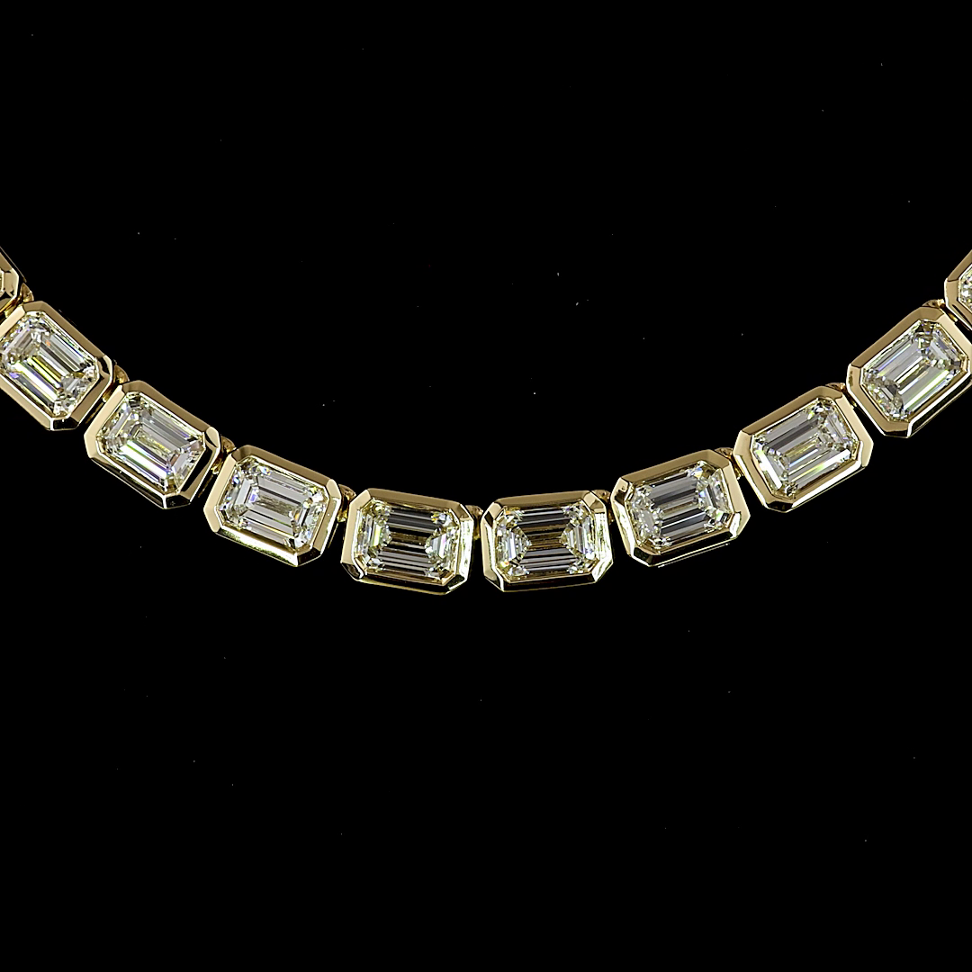 9ctw Bezel East West Emerald Tennis Necklace