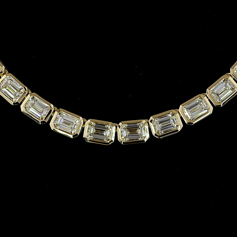 9ctw Bezel East West Emerald Tennis Necklace