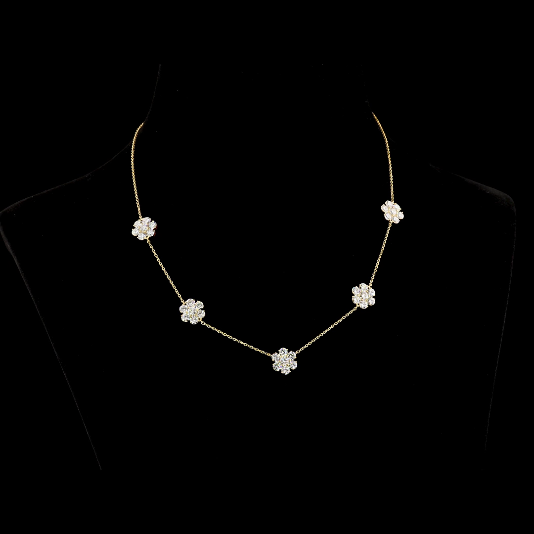 9ctw Prong Round Station Necklace