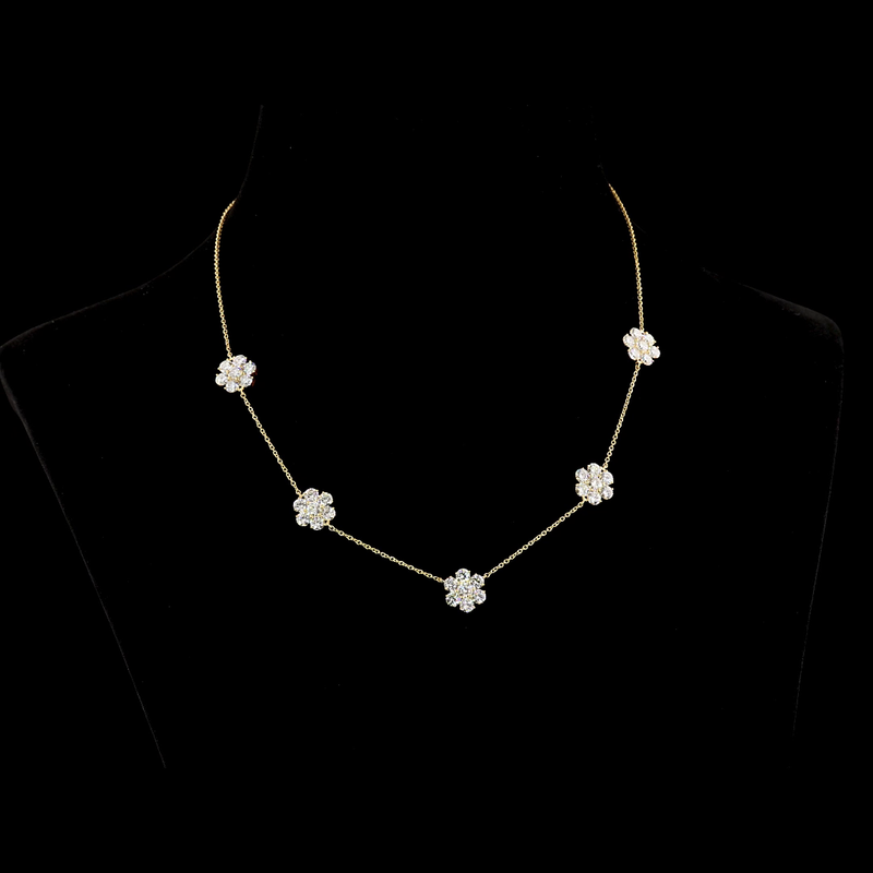 9ctw Prong Round Station Necklace