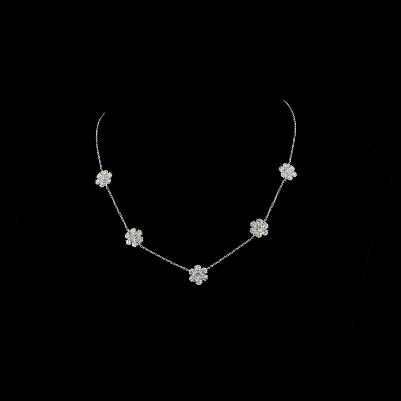 4-1/2ctw Prong Round Station Necklace