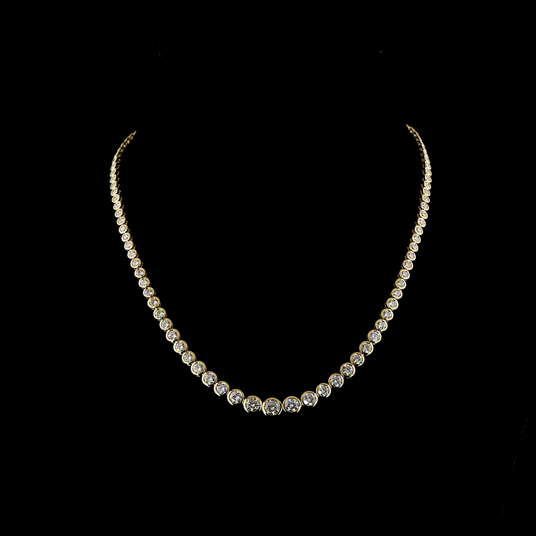 10ctw Bezel Round Riviera Tennis Necklace