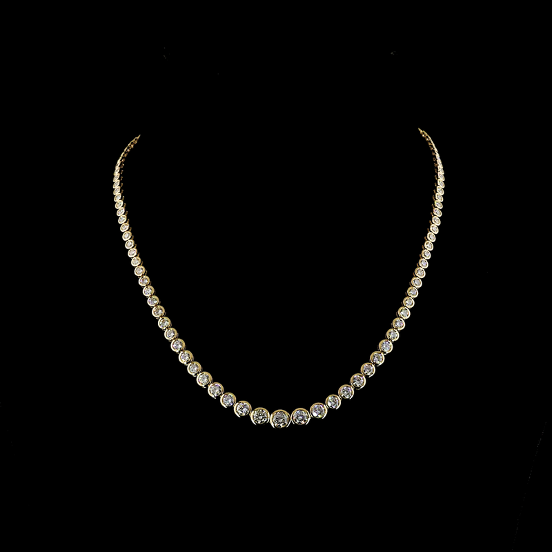 10ctw Bezel Round Riviera Tennis Necklace