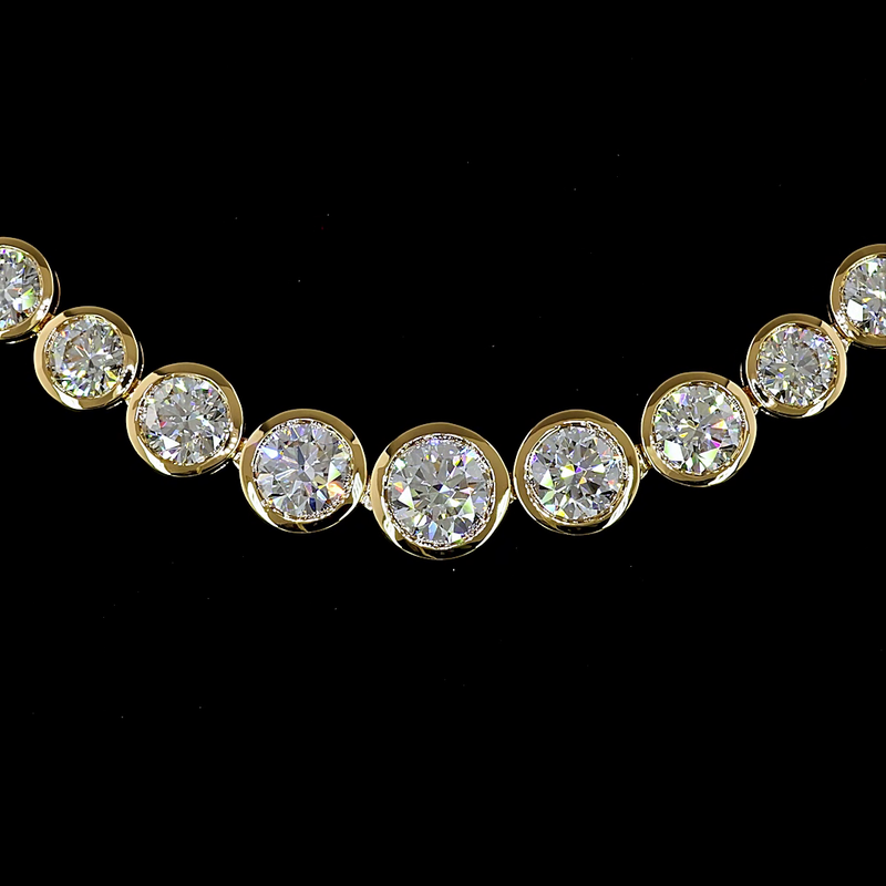 10ctw Bezel Round Riviera Tennis Necklace
