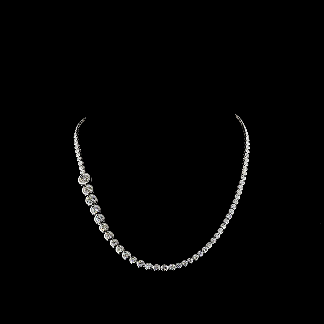 9ctw Bezel Round Riviera Tennis Necklace