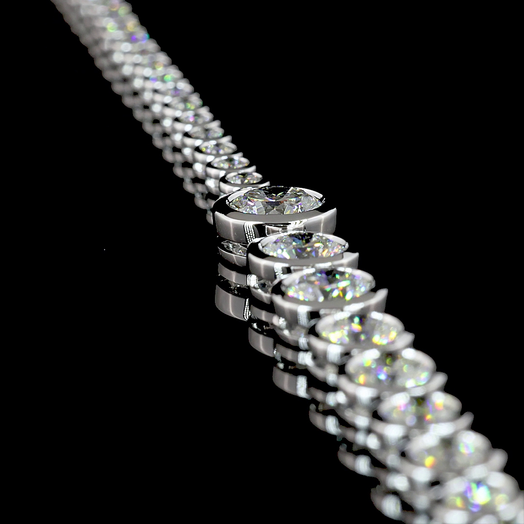 9ctw Bezel Round Riviera Tennis Necklace