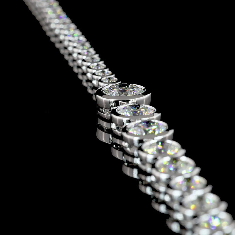 9ctw Bezel Round Riviera Tennis Necklace