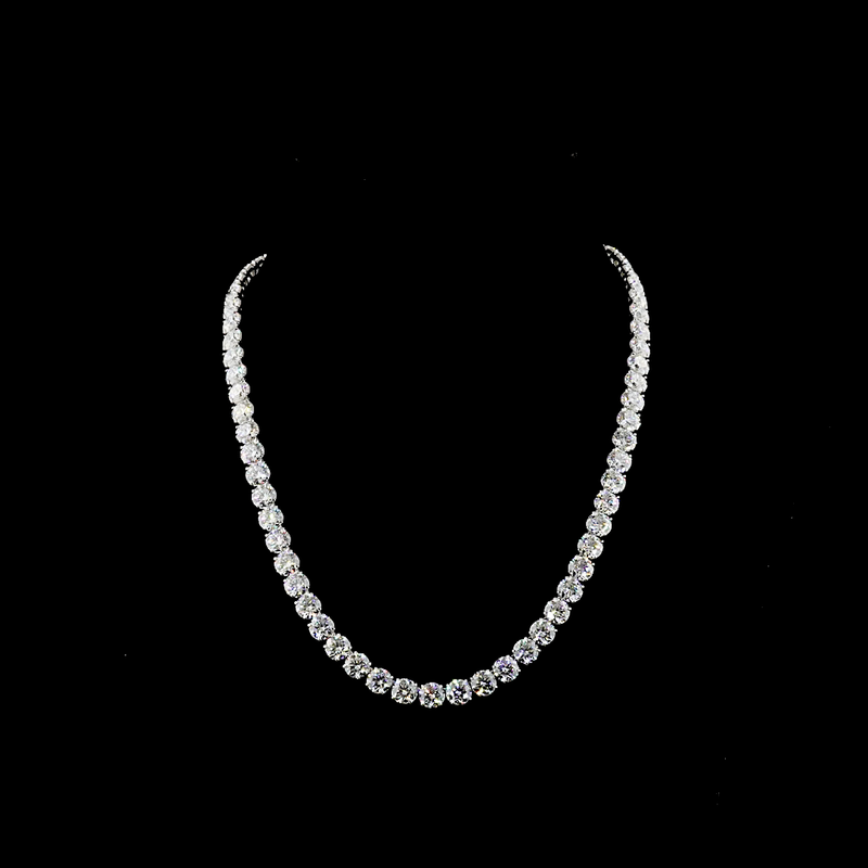 68ctw Prong Round & Marquise Tennis Necklace