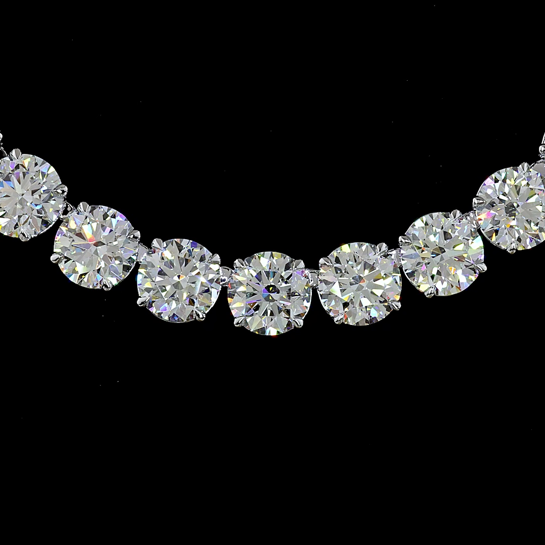 68ctw Prong Round & Marquise Tennis Necklace