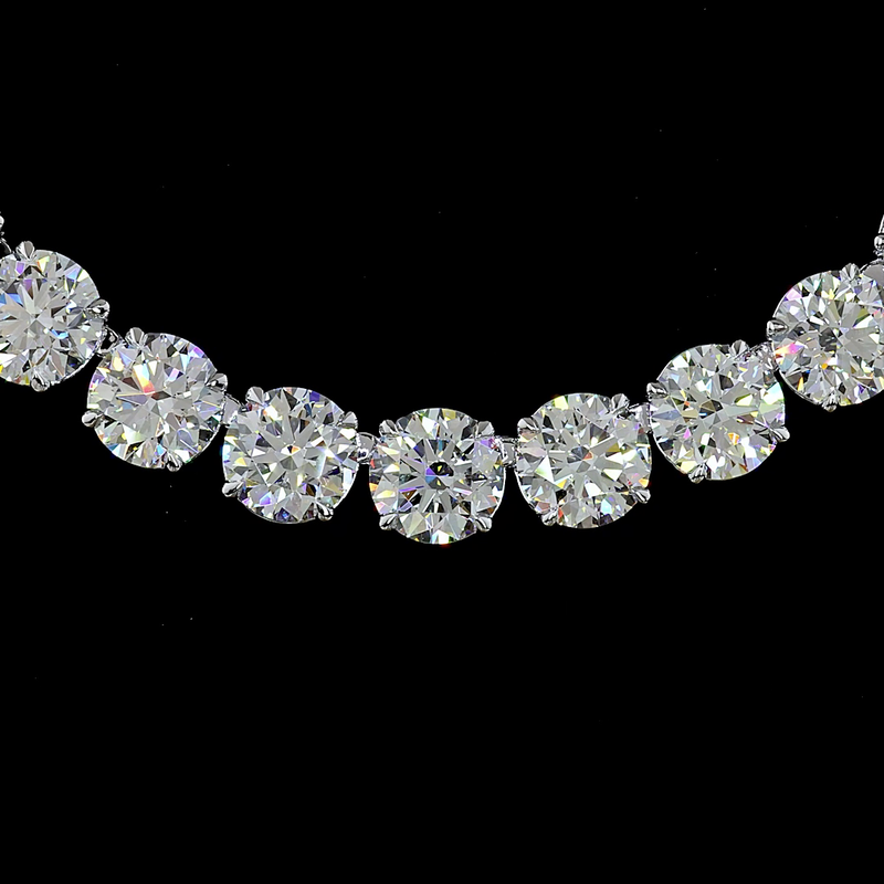 68ctw Prong Round & Marquise Tennis Necklace