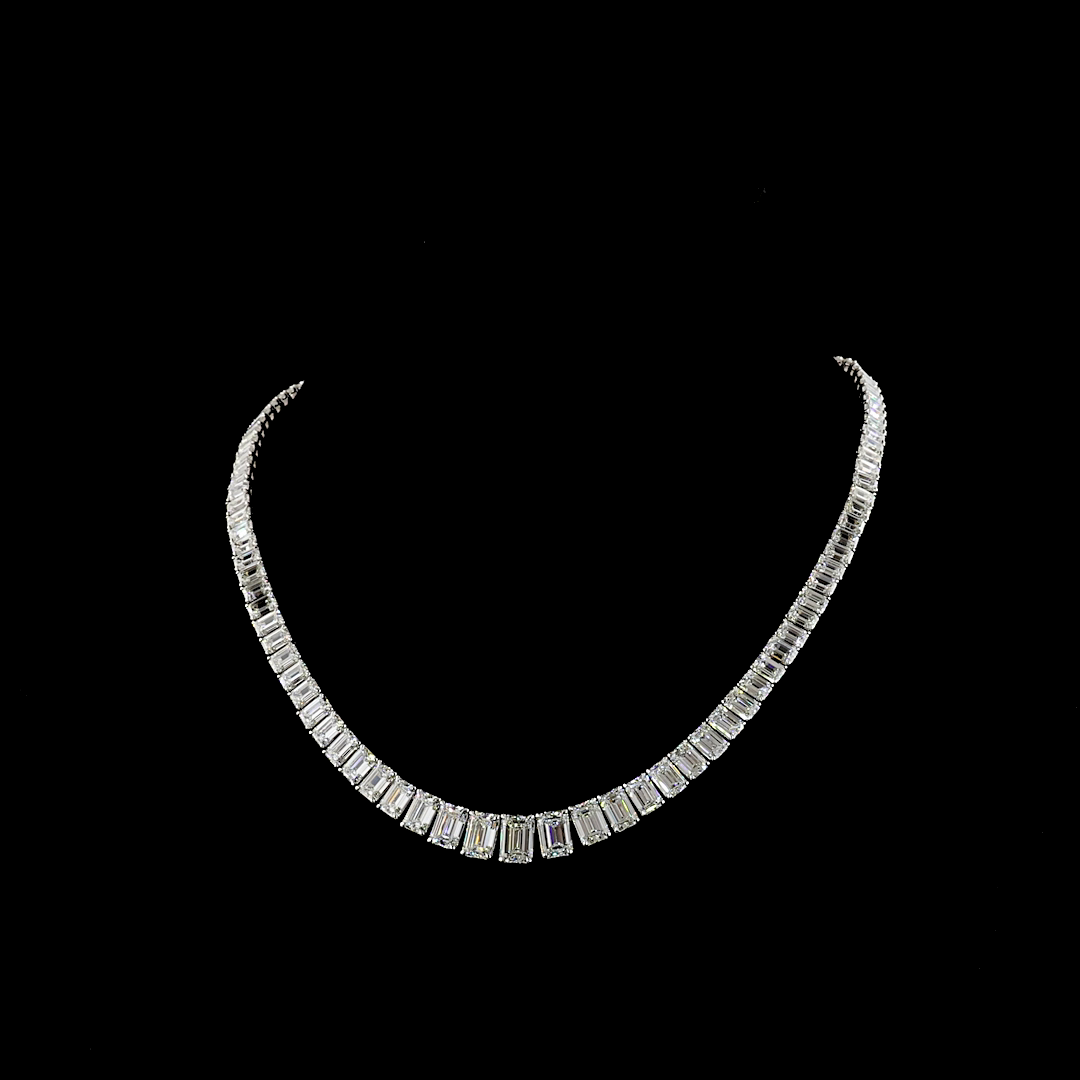 47ctw Prong Emerald Riviera Tennis Necklace