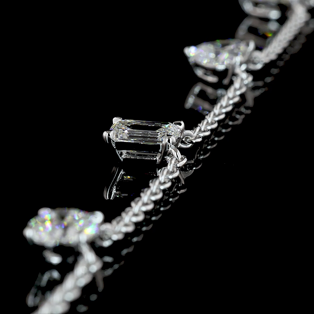 2-1/2ctw Prong Emerald, Heart & Round Station Necklace