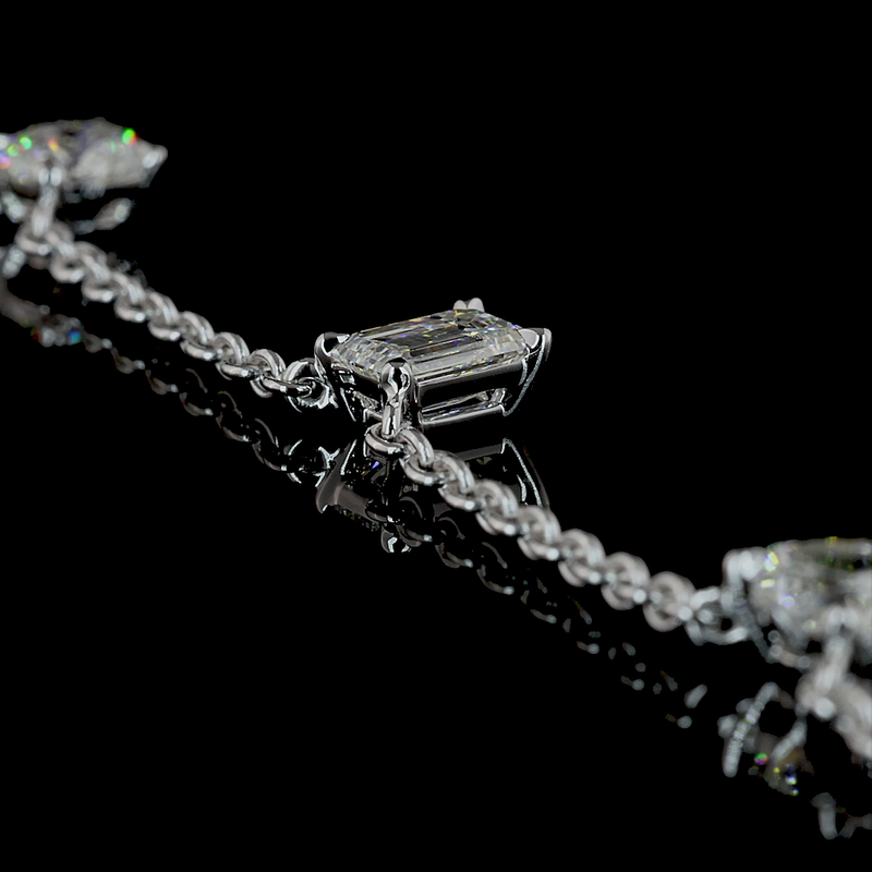 2-1/2ctw Prong Emerald, Heart & Round Station Necklace