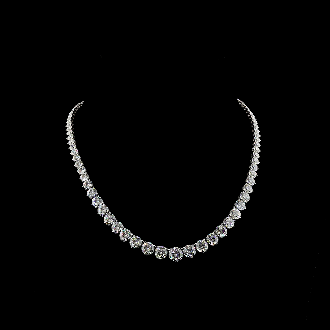 40ctw Prong Round Riviera Tennis Necklace