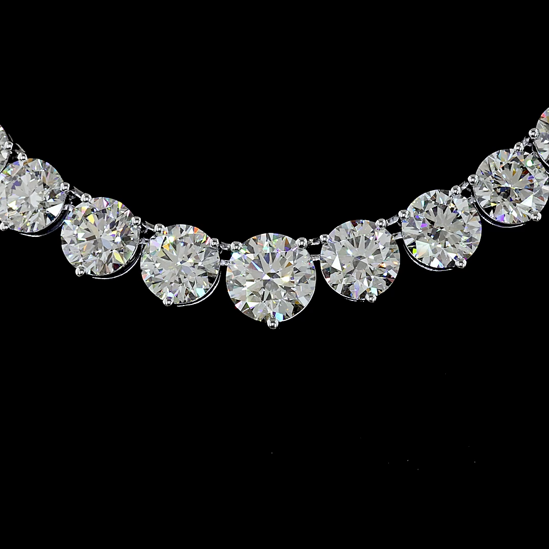 40ctw Prong Round Riviera Tennis Necklace