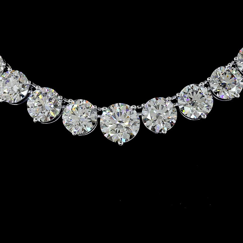 40ctw Prong Round Riviera Tennis Necklace