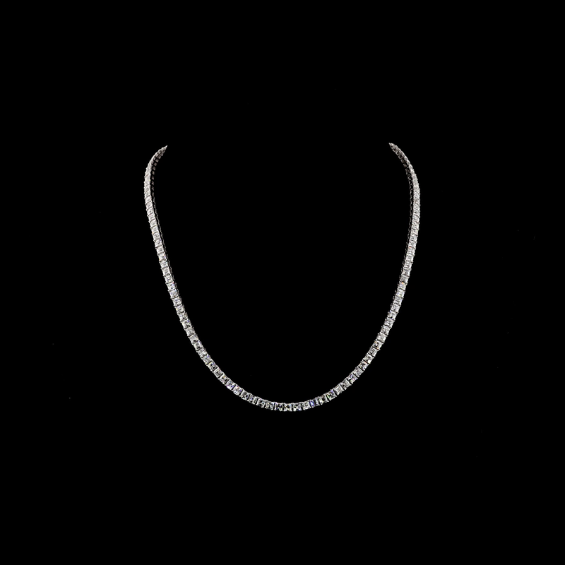 20ctw Prong Antique Asscher Tennis Necklace