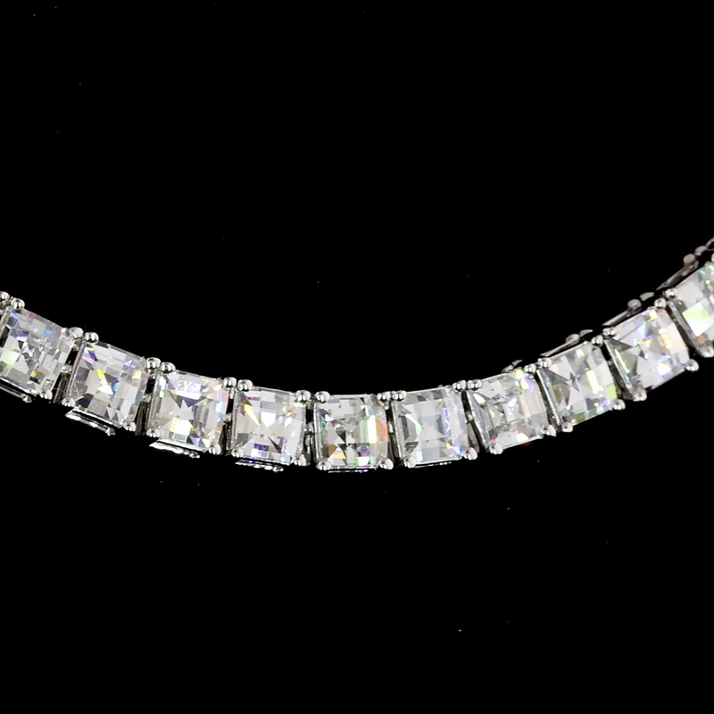 20ctw Prong Antique Asscher Tennis Necklace