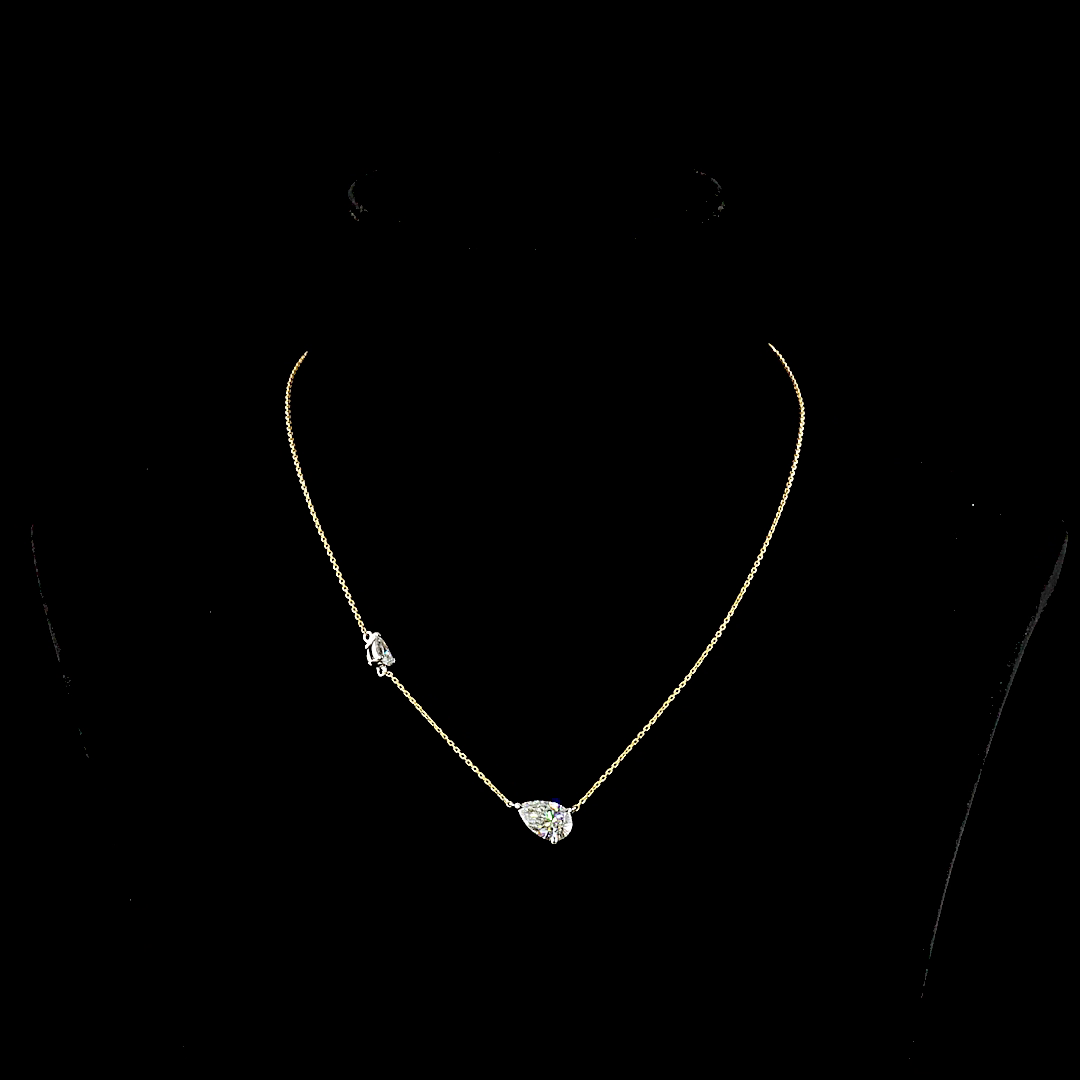2-1/2ctw Prong Pear Station Necklace