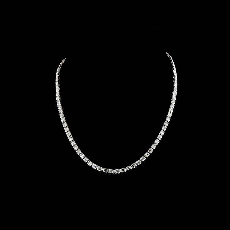 13ctw Bezel East West Emerald Tennis Necklace