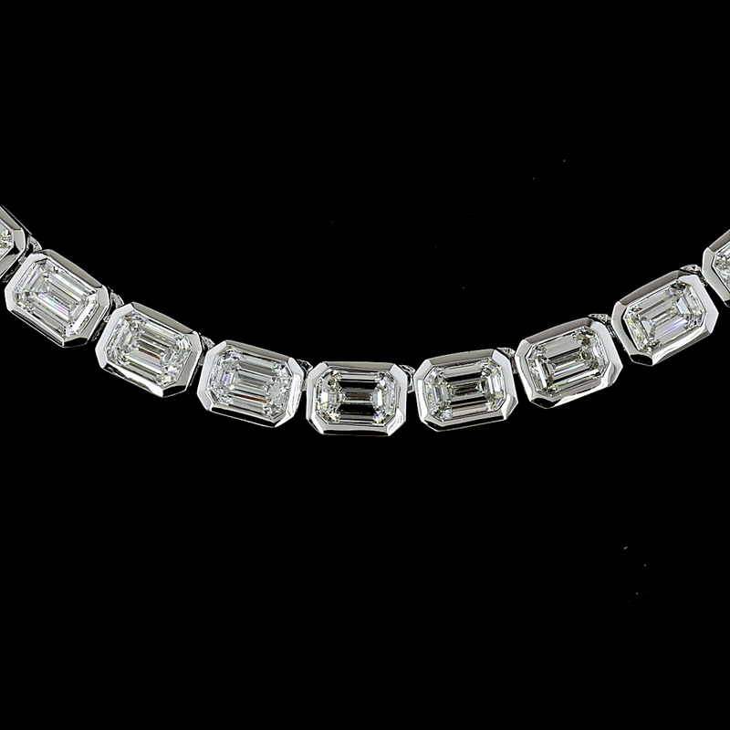 13ctw Bezel East West Emerald Tennis Necklace