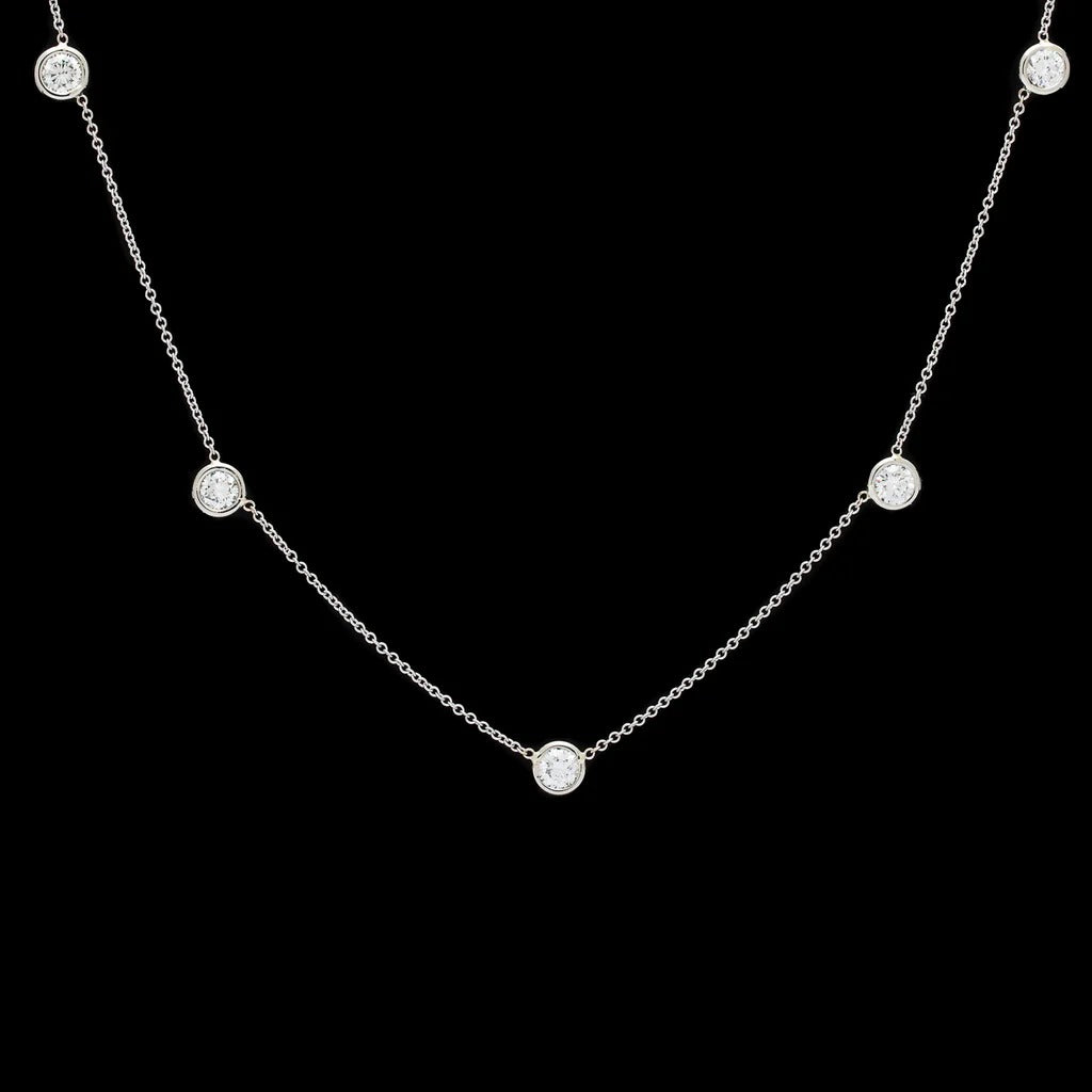 5ctw Bezel Old European Brilliant Station Necklace