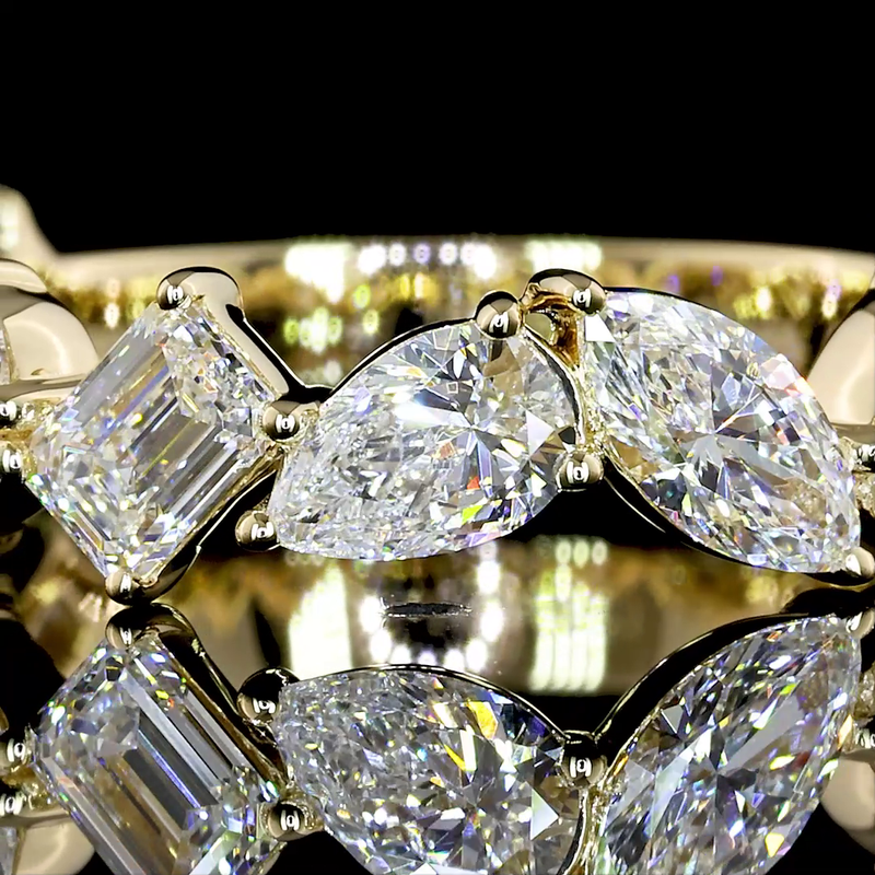 2ctw Mixed Shape Inclined Prong Diamond 3/4 Eternity Band