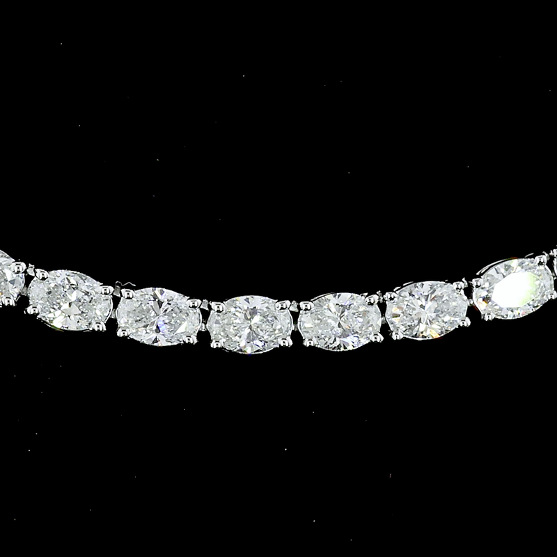 9ctw Prong East West Oval Tennis Necklace