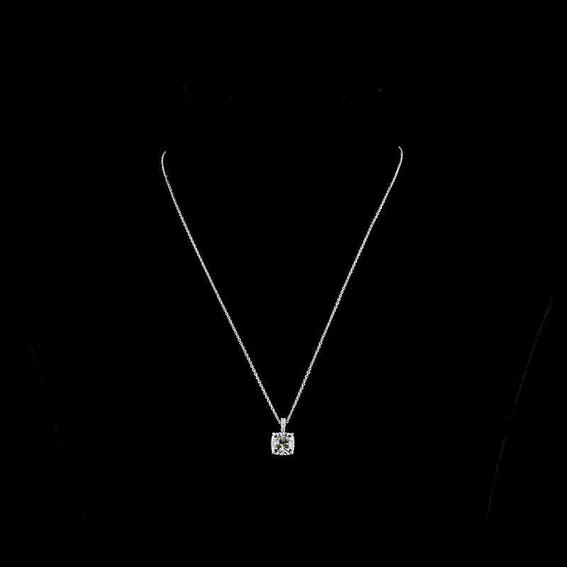 2-1/4ctw Prong Cushion & Round Pendant Pendant
