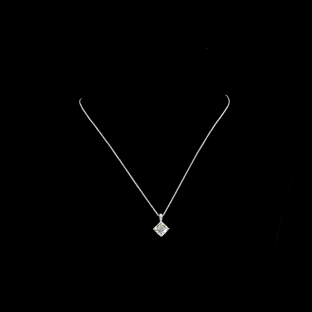 2-3/4ctw Prong Asscher & Round Pendant Pendant