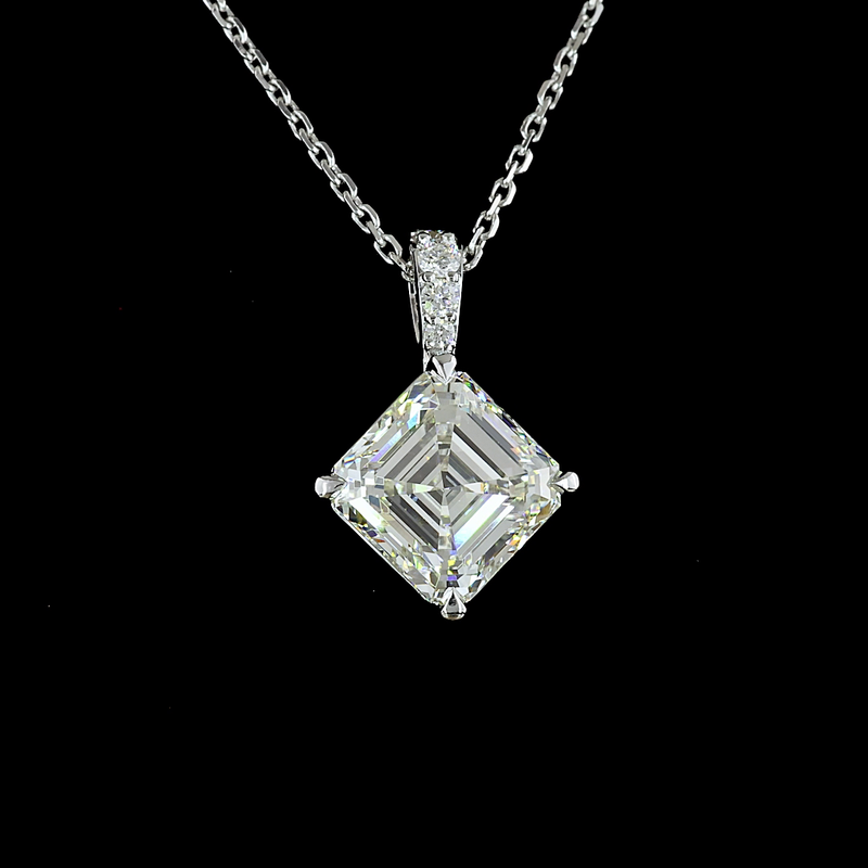 2-3/4ctw Prong Asscher & Round Pendant