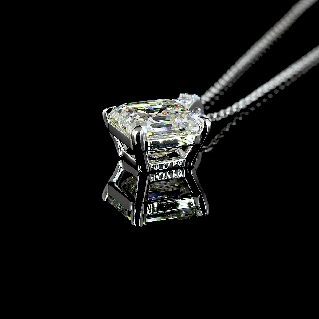 2-3/4ctw Prong Asscher & Round Pendant Pendant