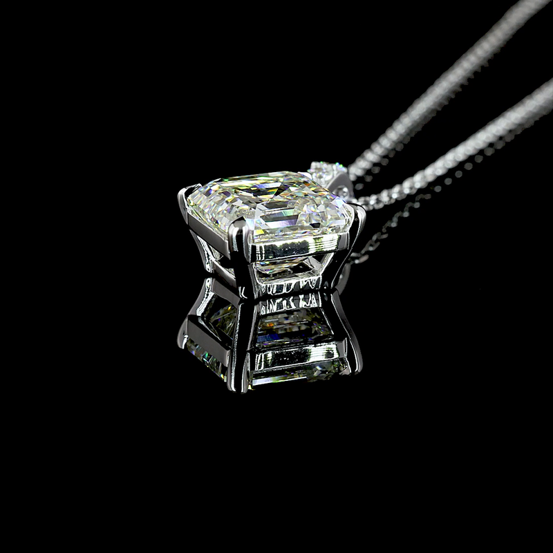 2-3/4ctw Prong Asscher & Round Pendant Pendant