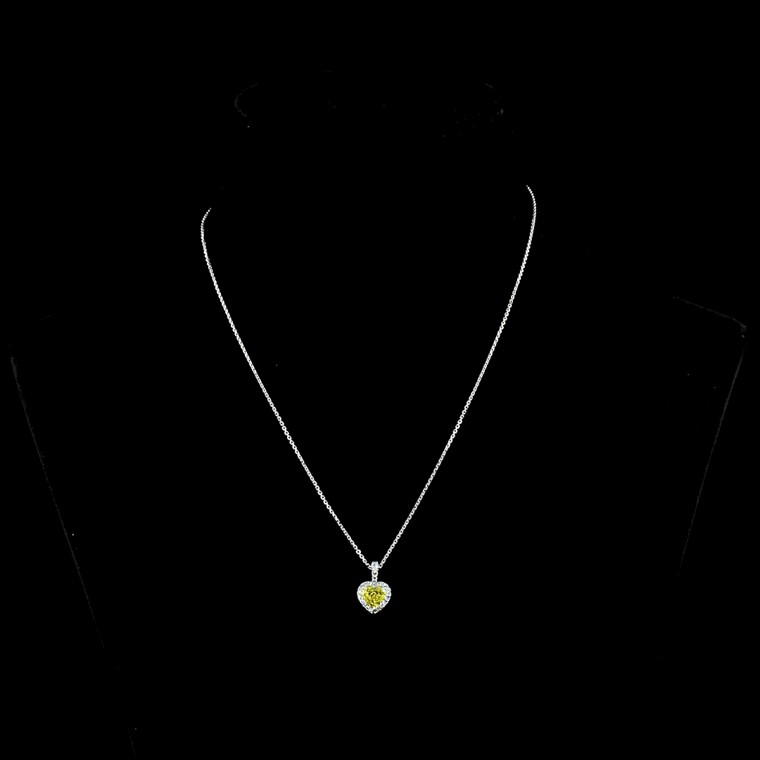 1-1/4ctw Prong Heart & Round Halo Pendant