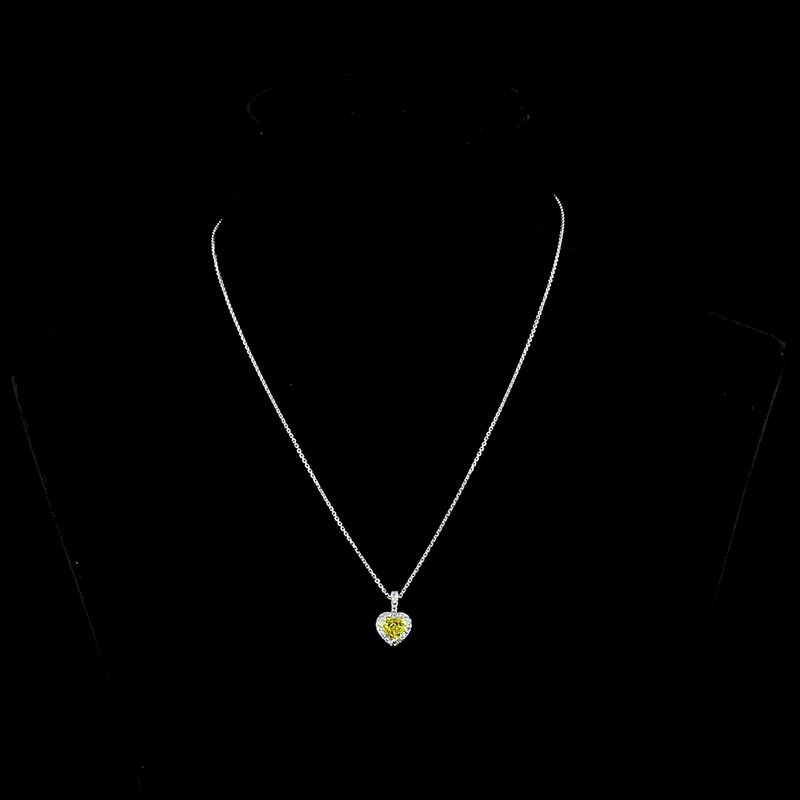 1-1/4ctw Prong Heart & Round Halo Pendant