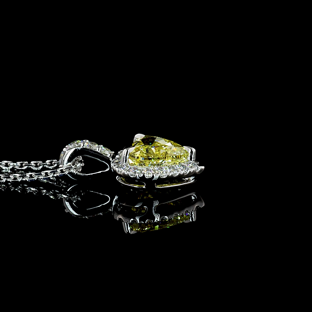 1-1/4ctw Prong Heart & Round Halo Pendant