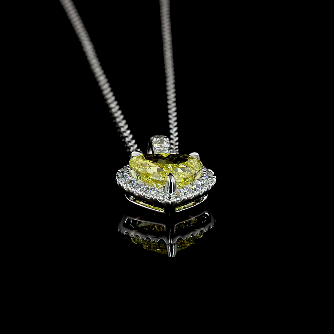 1-1/4ctw Prong Heart & Round Halo Pendant