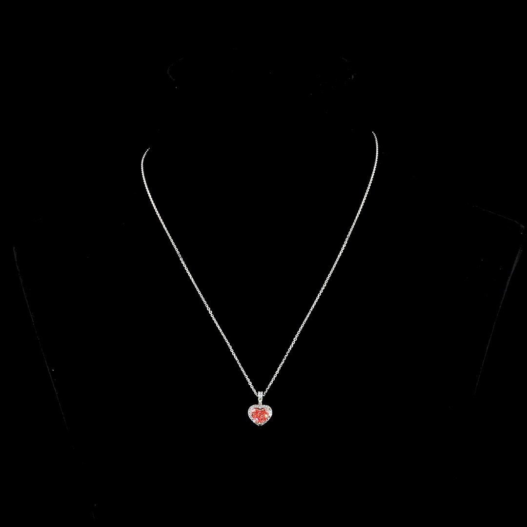 1-1/2ctw Prong Heart & Round Halo Pendant