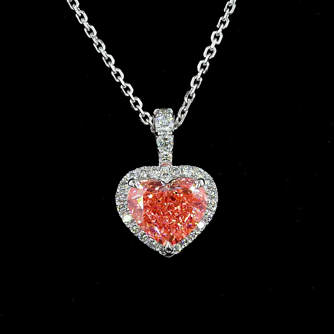 1-1/2ctw Prong Heart & Round Halo Pendant