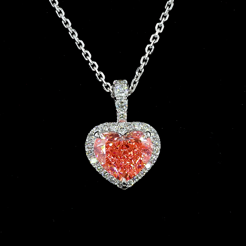 1-1/2ctw Prong Heart & Round Halo Pendant