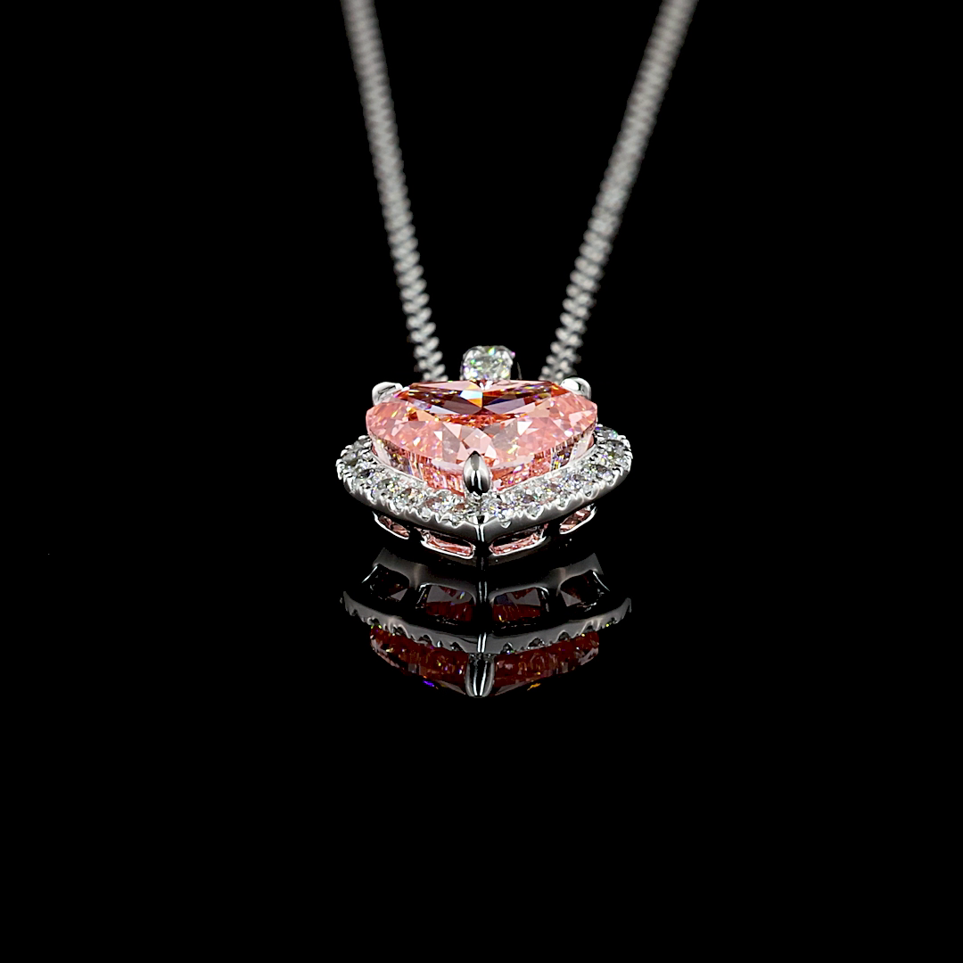 1-1/2ctw Prong Heart & Round Halo Pendant
