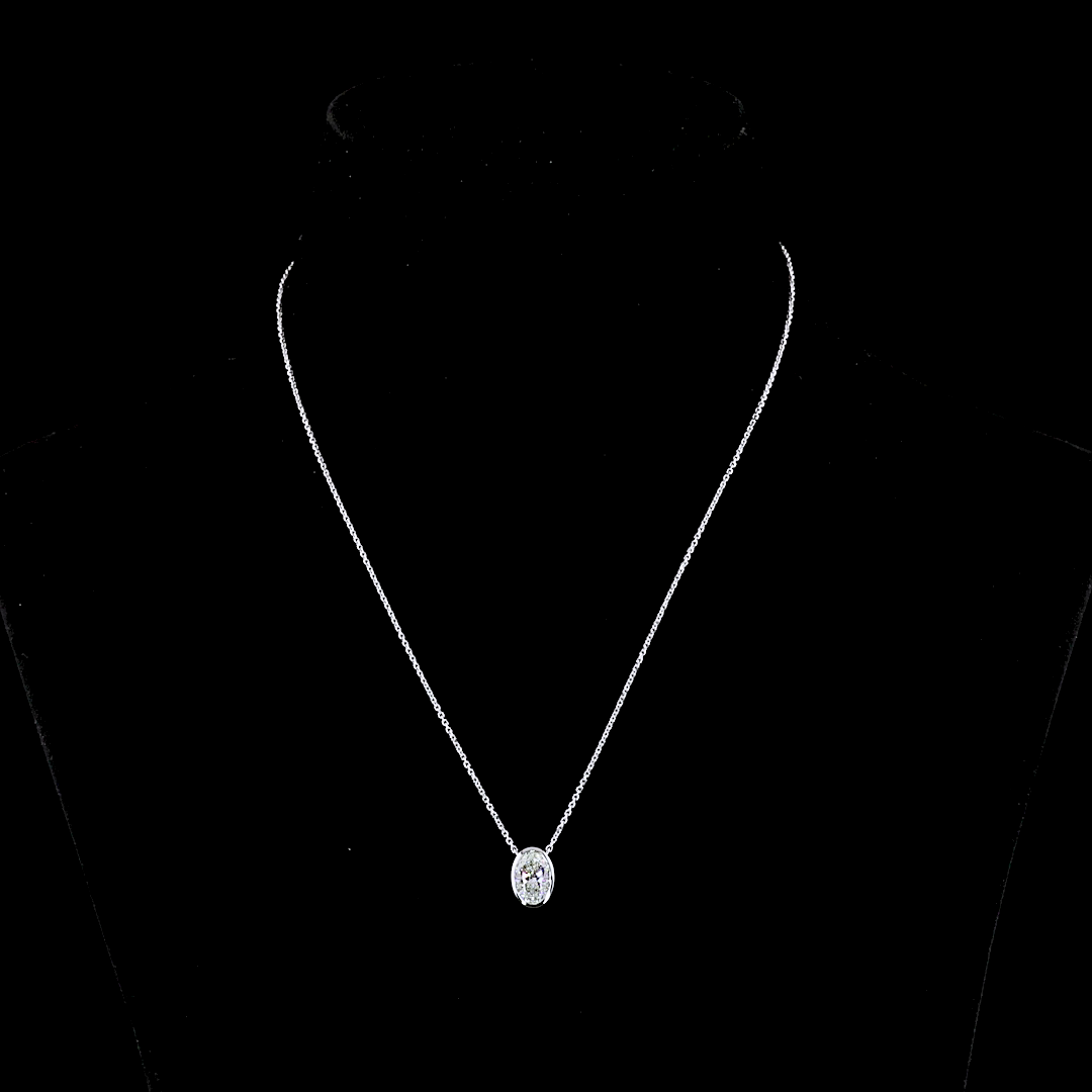 1-1/2ctw Bezel East West Oval Solitaire Pendant