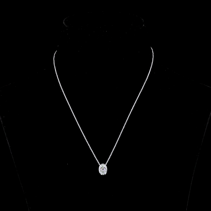 1-1/2ctw Bezel East West Oval Solitaire Pendant