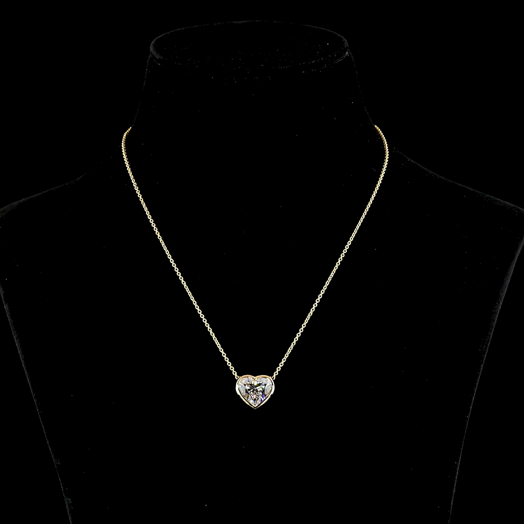 5ctw Bezel East West Heart Solitaire Pendant