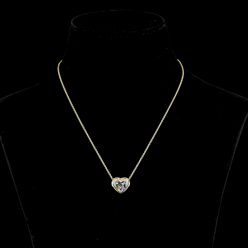 5ctw Bezel East West Heart Solitaire Pendant