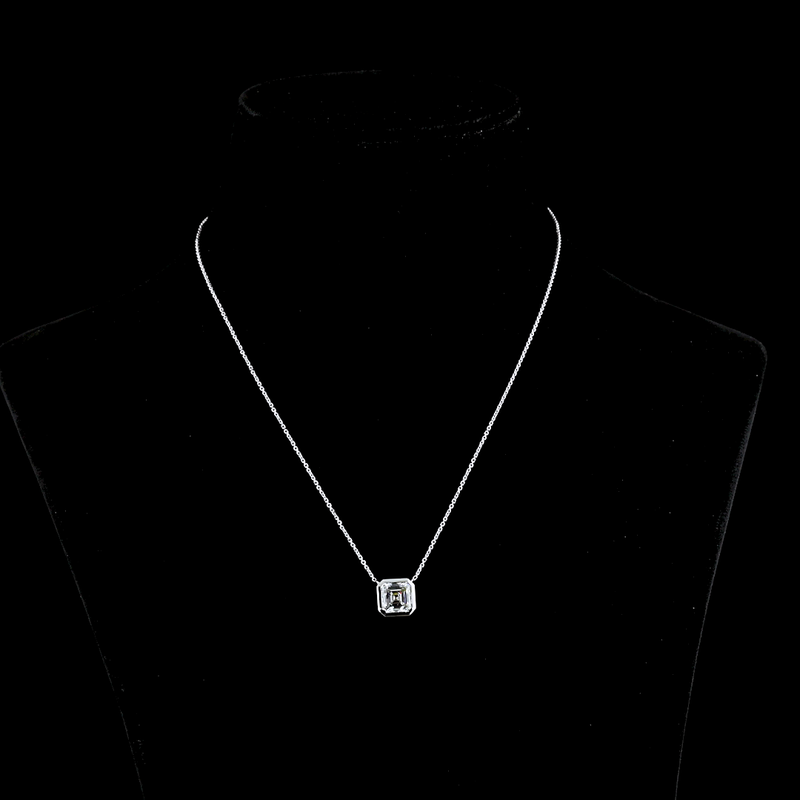 3ctw Bezel Asscher Solitaire Pendant